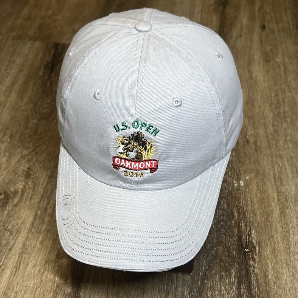 USGA US Open Golf Hat Gray Oakmont Cotton Khaki Embroidered PGA Squirrel Masters